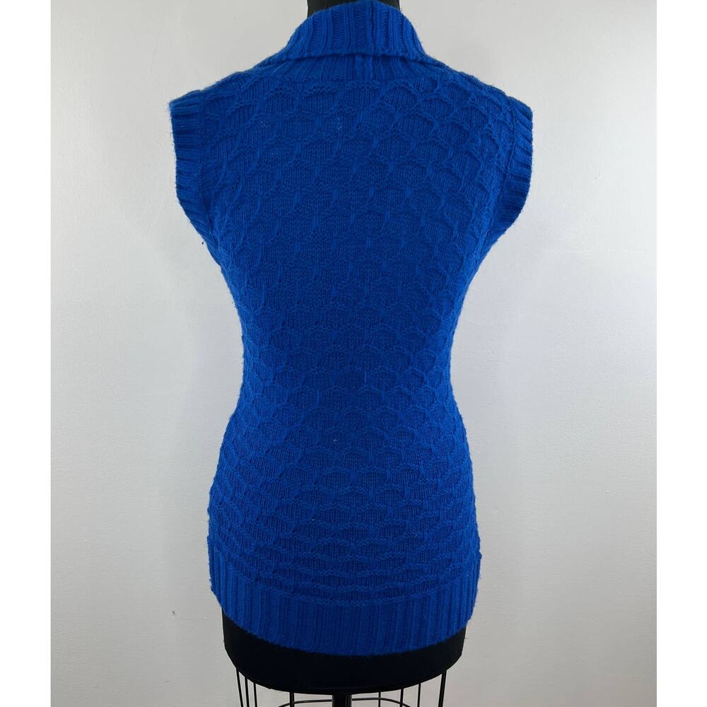 Divided by H&M Royal Blue Sleeveless Shawl Collar Knit Button Cardigan Sz 6 - Picture 6 of 11